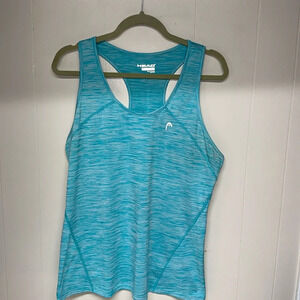 HEAD Womens The Cycle Tank, Vivid Blue Heather Size XL Dri-Motion Racerback